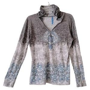 Kuhl | Basel Gray Blue Burnout Long Sleeve Hoodie, Large